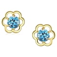 thumbnail image 2 of Bling Jewelry Womens Tiny Gemstone CZ Stud Earrings Birthstone Colors Flower 14K Gold Screw Back, 2 of 6