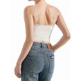 thumbnail image 4 of Women'S Square Neck Lace Tank Tops Sleeveless Crop Spaghetti Strap Summer Y2k Tops White M, 4 of 6