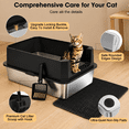 thumbnail image 7 of Black Large Stainless Steel Cat Litter Box, Durable Metal Pet Litter Pan for Adult Cats, 7 of 7