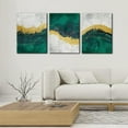 thumbnail image 2 of 3 Pieces Framed Canvas Print Wall Art Set Geometric Gold Green Paint Strokes Abstract Shapes Illustrations Modern Art Decorative Multicolor Chic for Living Room Bedroom Office - 12" x 16" x 3, 2 of 6