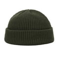 thumbnail image 2 of harmtty Warm Unisex Winter Hat Knitted Warm Thick Elastic Anti-slip Regular Fit Solid Color Folded Edge Round Dome Top Women Men Cycling Cap Beanie Green, 2 of 8