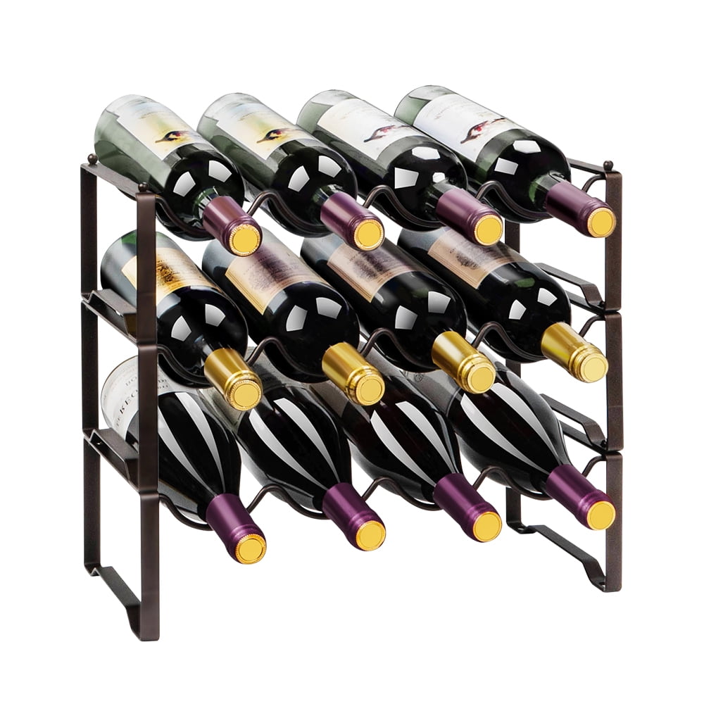 3 Tier Metal Wine Rack Freestanding Stackable Bottle Holder for