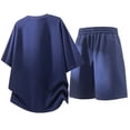 thumbnail image 5 of Men's Shirt and Shorts Set 2 Piece Fashion Summer Tracksuits Cotton Oversized T-Shirts Drawstring Shorts Outfits Big and Tall Size M-5XL Navy, 5 of 5