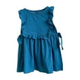 thumbnail image 1 of PEZHADA Short Sleeve Ruffle Dress Children Solid Color Loose Girl Ruffle Sleeve Princess Dress Round-Neck Sleeveless Round-Neck Dress Dress For Girls 5-6 Years, 1 of 9