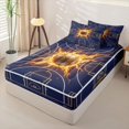 thumbnail image 2 of Castle Fairy Basketball Sport Zipper Twin Comforter Sets with Fitted Sheet and 2 Pillowcases, Sport Court Zipper Bedding Set, Navy Gold Orange,4-Piece,Navy Blue Reversible, 2 of 6
