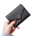thumbnail image 1 of Artificial Leather Small Bifold Wallet Card Case Purse with ID Window Coin Pocket, 1 of 5