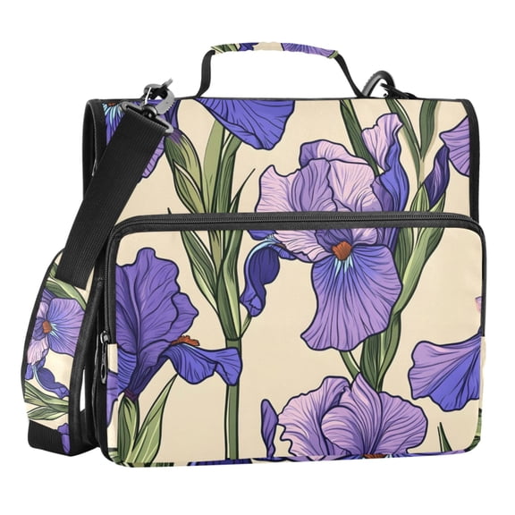 ALAZA Zipper Binder Purple Flower 3 Ring Trapper Keeper File Folder Organizer Bag