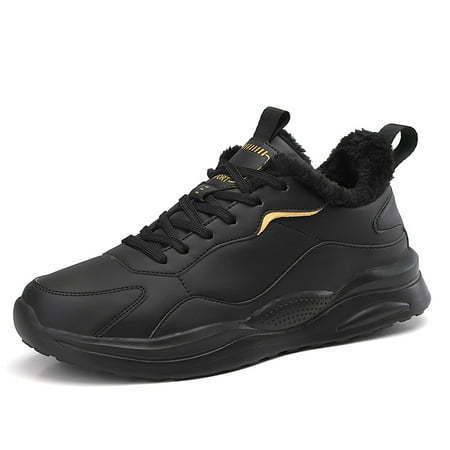 

Fashion New Arrivals Men Running Shoes Winter Plush Warm Lined Male Sneakers Outdoor Anti-skid Tenis Masculino Black (all black plush CN 44)