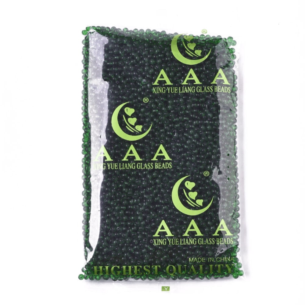 1 bag Transparent Glass Beads Round Green 4x3mm Hole: 1mm 4500pcs/bag