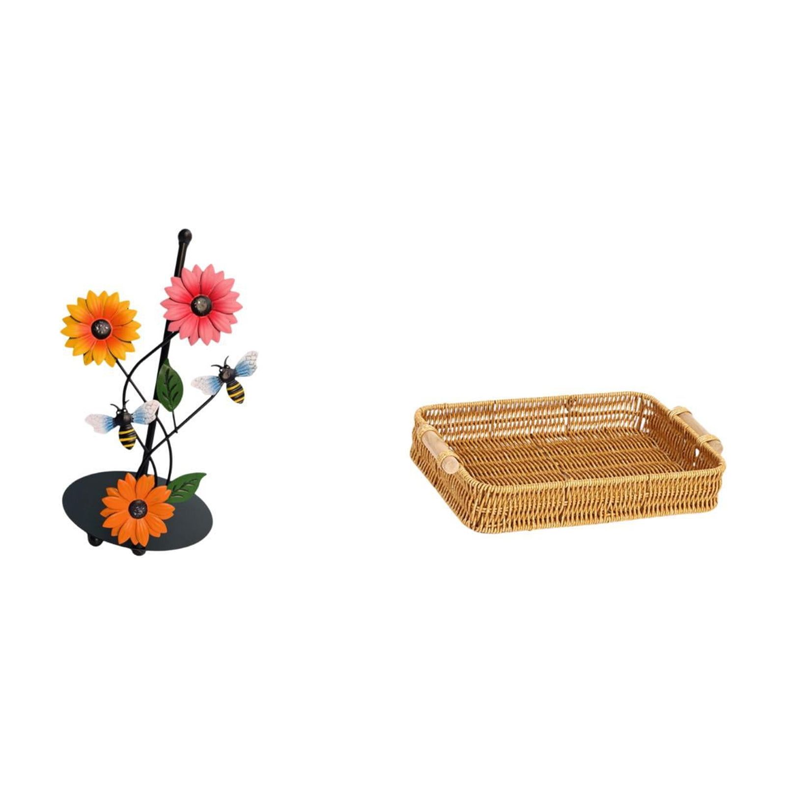 Fiocias Toilet Paper Holder Paper Towel Holder Countertop Kitchen Roll Holder Storage Basket Iron Material Removable Suitable for Kitchen Bathroom Dining Tabl