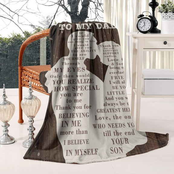 Gifts for Dad From Son To My Dad Blanket Best Gift for Fathers Day Birthday Christmas Valentines Day Bday Present Idea for Father Husband Men Him Healing Thoughts Throw Blanket 40"x50"