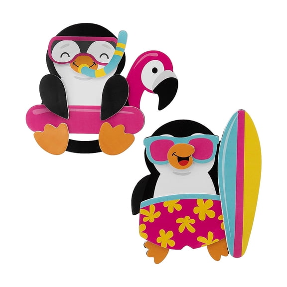 Fun Express Silly Summer Penguin Magnet Foam Craft Kit - Makes 12