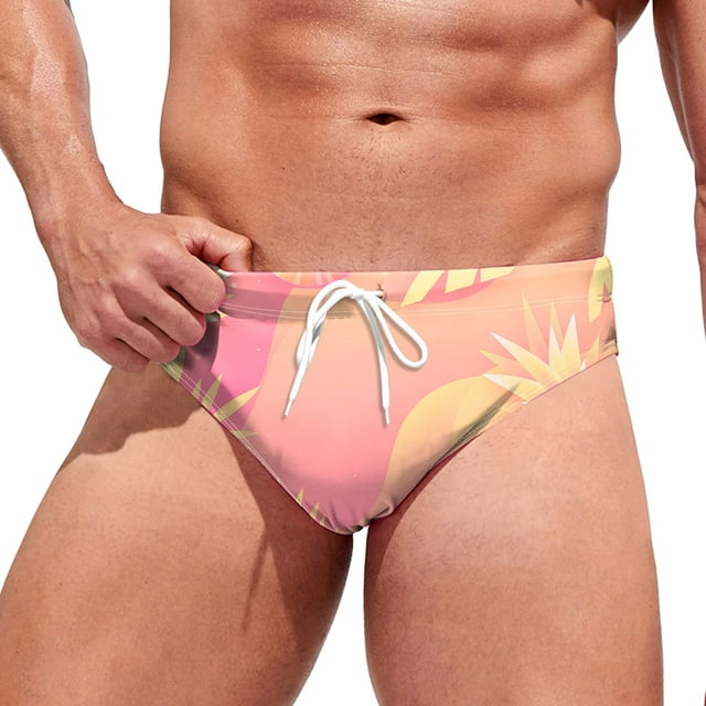 Ketyyh-chn99 Swim Suit Men Mens Swim Trunks Brief with Compression Liner Bathing Suits Shorts Pink,L