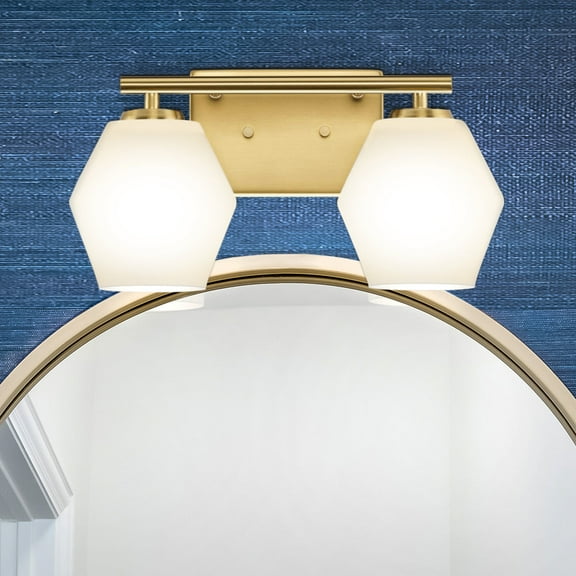 Luxury Mid Century Modern Bath Light, Large Size: 7.5''H x 7''W, with Transitional Style Elements, Brushed Gold Finish, UHP4514 from the Roanoke Collection by Urban Ambiance