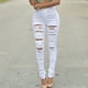 thumbnail image 4 of Puntoco Mujer Slim Plus Size Rasgado Agujero Color Sólido Jeans Largos Denim Pantalones Regulares Puntoco Puntoco-863, 4 of 5