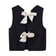 thumbnail image 4 of TTUHYWXI Sweater Vest Top for Women Casual Crop Knit Cardigan Vest Bow Tie Back Knitted Tank Tops (Navy, M), 4 of 5