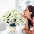 thumbnail image 4 of 20-Inch Hydrangea Bush with 7 Heads White Pink – Artificial Silk Flower Bouquet for Home, Wedding & Event Décor, 4 of 7