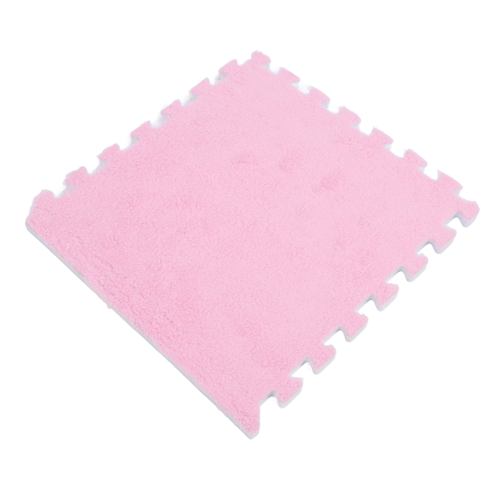 M Buder 10pcs Plush Foam Interlocking Floor Mats, Anti Slip Fluffy EVA Carpet Tiles For Bedroom Home Playroom Decor, Pink Interlocking Carpets (12.6 inches / 32 cm)