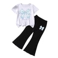 thumbnail image 2 of ZOYOEN Toddler Girls Outfits Set- Soft Shorts Sleeve Cute Comfortable T Shirts and Flare Pants Baby Summer Clothes White Size 3 T, 2 of 5