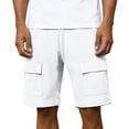 thumbnail image 5 of Nmnitkp Mens Shorts Waffle Knit Cargo Shorts Elastic Waist Drawstring Multi-Pocket Lightweight Breathable Casual Summer Athletic Shorts White,2XL, 5 of 6