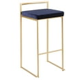 thumbnail image 2 of Fuji Contemporary-Glam Stackable Barstool in Gold with Blue Velvet Cushion by LumiSource - Set of 2, 2 of 8