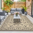 thumbnail image 3 of Garvee 9'x18' Outdoor Rug Waterproof Plastic Straw Rug, Reversible Outside Carpet UV Resistant Modern RV Mat for Backyard Garden Deck Poolside, Coffee, 3 of 6