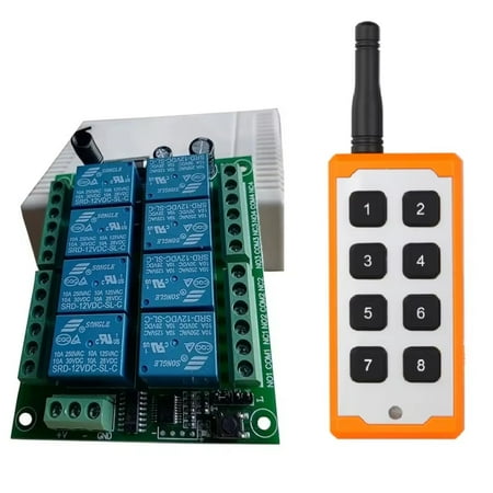 

WNGNNG Smart Wireless Remote Control Circuit 8CH RF Relay Receiver and Transmitter Garage Opener 315/433 MHz DC12V 24V