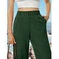 thumbnail image 2 of Womens Casual Wide Leg Pants High Waisted Button Down Straight Long Trousers Palazzo Pants, 2 of 6