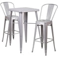 thumbnail image 2 of Bowery Hill Metal 3 Piece Bar Table Set in Silver, 2 of 2
