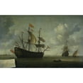 thumbnail image 2 of Jeronymus van Diest II 14x11 Black Ornate Wood Framed Double Matted Museum Art Print Titled: The Arrival of the Royal Charles (1667), 2 of 5