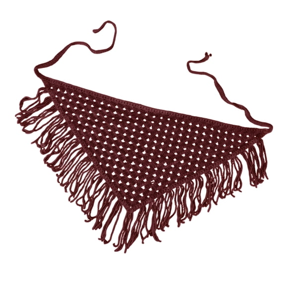 Multipurpose Crochet Triangled Scarf With Polyester Trim Stylish Layered Neck Wrap For Daily Outdoor Use