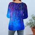 thumbnail image 3 of Plus Size T Shirts Womens Floral Printed Tops Crewneck Graphic Basic Tee Shirts Loose Fit Casual Tshirts (3XL, Blue 03), 3 of 7