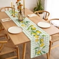 thumbnail image 3 of Summer Lemon Table Runner - 90 Inch Long, Kitchen Dining Table Runner Dresser Scarves, Country Botanical Fruit Green White Check Farmhouse Decor for Coffee Tables Wedding Party Banquet, 3 of 8