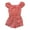 Pink Reef, variant on Girl's Soft Chambray Short Puff Sleeve One Piece Romper (Light Wash, 8)