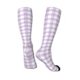 thumbnail image 4 of Daiia Sports Socks Purple Checkboard Printed Novelty Crew Socks for Men Women Knee High Socks Cotton Socks Soft & Breathable Support Unisex Socks, 4 of 9