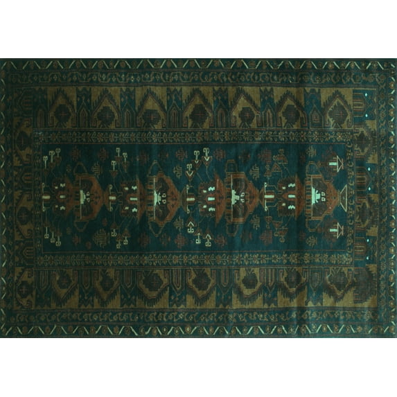 Ahgly Company Machine Washable Indoor Rectangle Persian Turquoise Blue Traditional Area Rugs, 2' x 4'