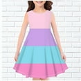 thumbnail image 2 of Ecqkame Girls Casual Dresses Child Fashion Summer Sleeveless Crew Neck Color Block Cute A-Line Dress B-Light Blue 140 on Clearance, 2 of 3