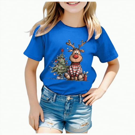 gdxvjhbj Boys Christmas Shirt Christmas Shirts for Kids(Blue,5-6 Years)