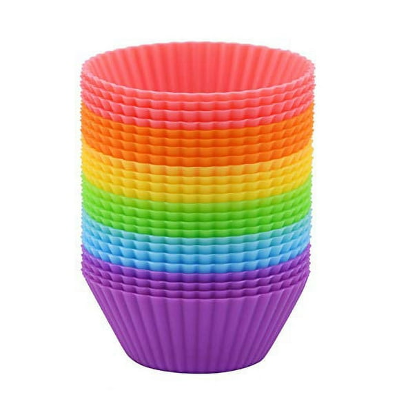 2 Inch Mini Size Silicone Baking Cups Reusable Muffin Cups Nonstick Mini Cupcake Liners Chocolate Holders Truffle Cups,24 Pack,Round