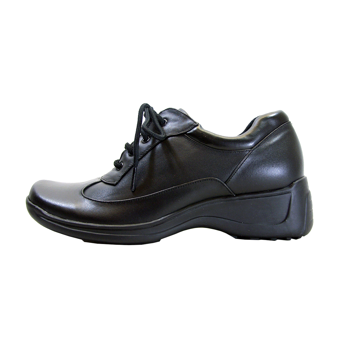 24 HOUR COMFORT Maja Women's Wide Width Leather Oxfords BLACK 9