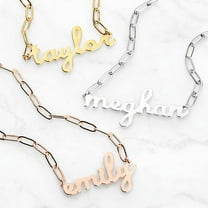 Personalized Planet Lowercase Script Name Paperclip Chain Necklace ,Women's