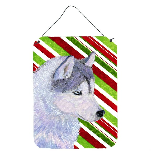 Siberian Husky Candy Cane Holiday Christmas Wall or Door Hanging Prints