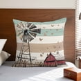 thumbnail image 4 of Windmill Farmhouse Pillow Covers 24x24 Inch, Vintage Teal Brown Wooden Butterfly Linen Pillowcase with Invisible Zipper, Decorative Throw Pillow Covers Cushion Case for Couch Sofa Bed Living Room, 4 of 9