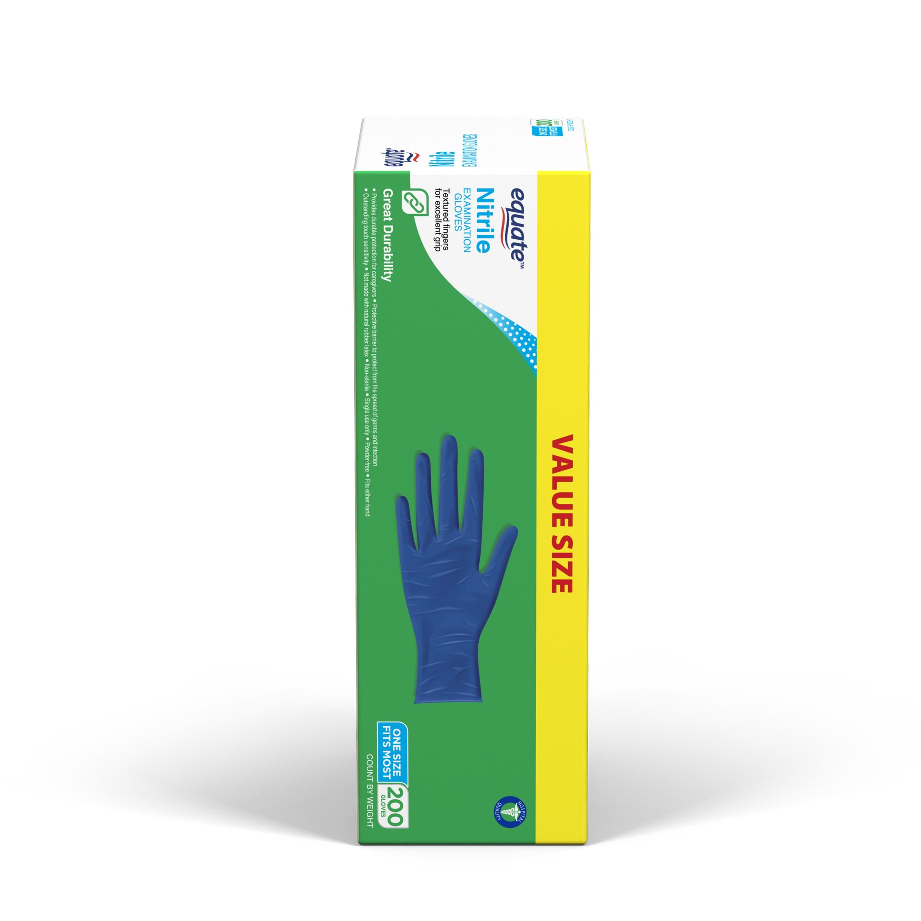 (5 pack) Equate Nitrile Examination Gloves, One Size Fits Most, 200 Count