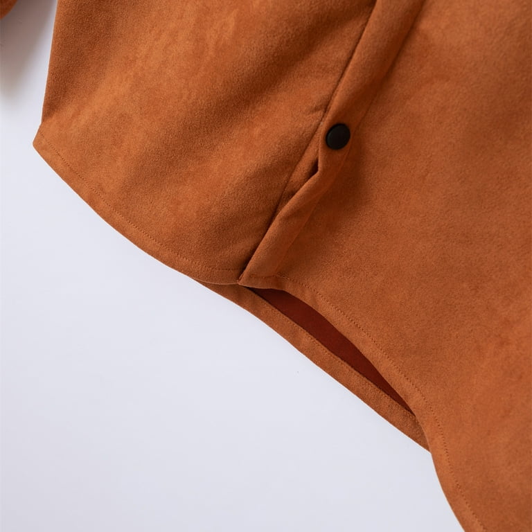 JUUYY Men's Casual Shirt Jacket Long Sleeve Suede Shirts