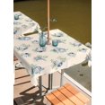thumbnail image 2 of Outdoor Tablecloth with Umbrella Hole for Patio/Picnic/Party/Camping, Navy Beach Scallops Waterproof Table Cloth Square Cover Washable, Vintage Summer Coastal Leaves Pink (54"x 54"), 2 of 9