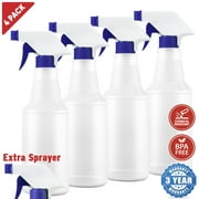 Empty Plastic Spray Bottle, 16oz, Reusable, Extra Adjustable Sprayer Nozzle, All Purpose (4 Pack)