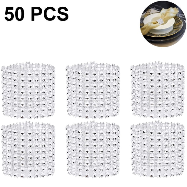 Anillos para servilletas, anillos para servilletas con diamantes de imitación, adornos de diamantes para arreglos de mesa, recepciones de bodas, cenas o fiestas navideñas, reuniones familiares