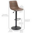 thumbnail image 3 of HOMCOM Tabourets de Bar Réglables 2 Pcs Hauteur Comptoir Tabouret de Comptoir de Cuisine Brun, 3 of 10
