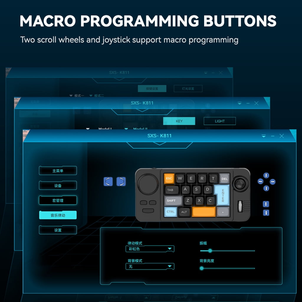 19 Key Color Gaming Keyboard Programmable Joystick Double Macroed Wheel Hot Swappable Switches Space Saving